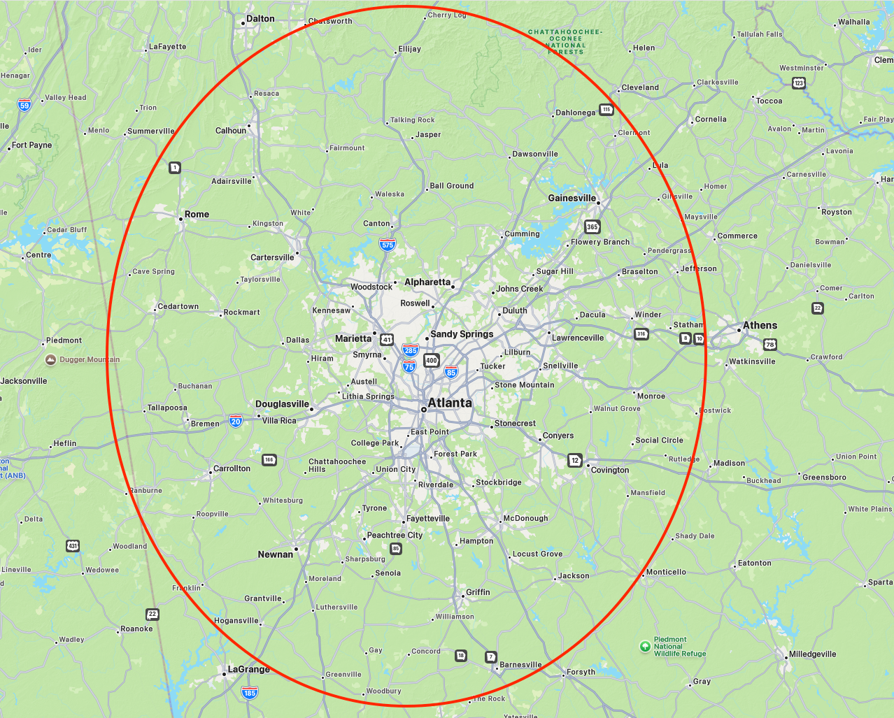 Top Tier Gutter Solutions service area map
